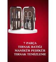 Manikür Pedikür Seti 7 Parça Tırnak Makası Kaş Makası Cımbız Çantalı