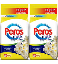 Peros Matik Toz Çamaşır Deterjanı 20KG Yasemin Çiçeği (Beyaz ve Renkliler) (134 Yıkama) (2PK*10KG)