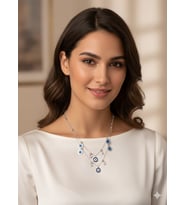 925 Ayar Papatya Silver lacivert mineli zirkon taşlı nazar kolye.rose.gold.rodaj