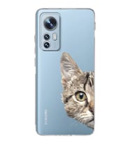 Xiaomi Mi 12 Uyumlu Kamera Korumalı Kapak Catface Tasarımlı Şeffaf Silikon Kılıf