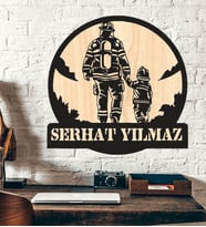 Kişiye Özel İtfaiye Adam Çocuk Kahraman Temalı Ahşap Duvar Tablo