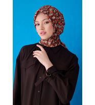 Saf İpek Eşarp 4103D (Twill İpek) (Kahverengi)