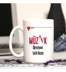 Müzik Öğretmenine Özel Öğretmenler Günü Hediyesi Kişiye Özel Kupa Bardak