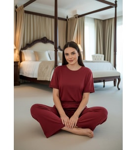 Mihra Kadın Oysho Bisiklet Yaka Kısa Kol İnce Pijama Takımı 20102K - 1 Adet