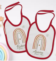 BK Kids Kişiye Özel Anne ve Baba Tasarımlı 2’li Kırmızı Mama Önlüğü-1