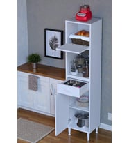 Eliusta Avelin Kapaklı Mini/Midi Fırın Dolabı 40 cm Beyaz Çok Fonksiyonlu 40x163,4x32,5 cm Mutfak Dolabı