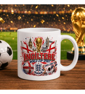 BK Gift İngiltere Taraftar Temalı Dünya Futbol Kupası Tasarımlı Beyaz Kupa Bardak