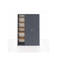 Arges Dolap 7 Raflı 2 Kapaklı Tek Askılı 132x30x195 Antrasit-Antrasit/Çam