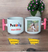 Psikolog Kupa Bardak Fotoğraflı T Pembe Kulplu Psikoloğa Hediye