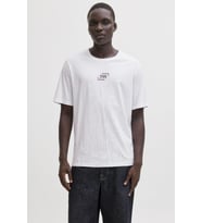 Jack & Jones Erkek Bisiklet Yaka Grafik Baskılı Tişört (Beyaz)