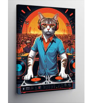 Kanvas Tablo Dj Kedi Gösterisi