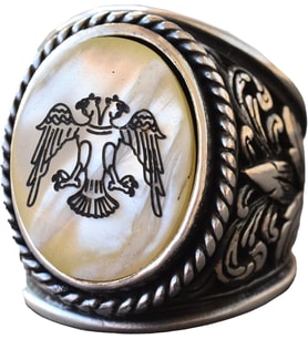 Çift Başlı Kartal Yüzük - 925 Ayar Gümüş Erkek Yüzük - Gümüş Albanian Kartal Takı