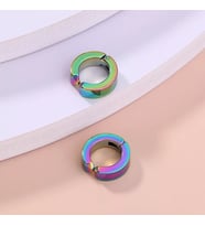 Unisex Paslanmaz Çelik Küpe Deliksiz Kulaklara Kıskaçlı Mıknatıslı Tasarım 2 Adet Mix (Mint Yeşili)