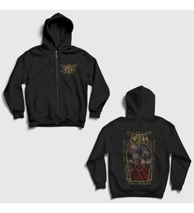 Presmono Unisex Siyah La France Des Maudits Seth Sırt Baskılı Fermuarlı Kapüşonlu Sweatshirt 543593tt