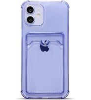 Teknomoda Apple iPhone 12 Kılıf Kartlıklı Anti Şok Korumalı Şeffaf Silikon Lila