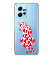 Redmi Note 12 4G Uyumlu Çita ve Kalp Desenli Şeffaf Telefon Kılıfı