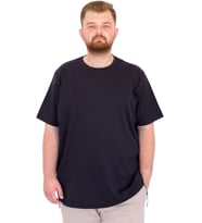 Mode XL Büyük Beden Erkek T-Shirt Bisiklet Yaka U25035 Lacivert