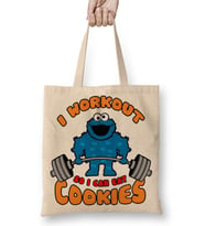 Cookie Monster Workout Kurabiye Canavarı Bez Çanta Uzun Saplı