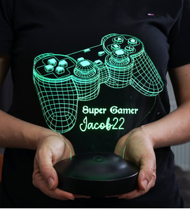 Joystick Tasarımlı, Oyun Konsolu Tasarım Kişiye Özel Gamer Hediyesi 3 Boyutlu led lamba, Gamer Masa Lambası