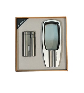 Parmida 3 Torch Gunmetal Çakmak Gunmetal Tekli Küllük İkili Puro Seti TR9849