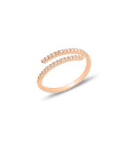 Gümüş rose zirkon taşlı üstten ayarlamalı yüzük SGTL11813ROSE