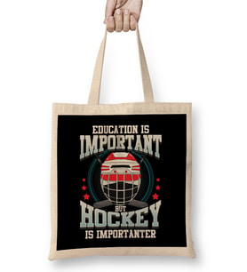 Education Is Important But Hockey Is Importanter Bez Çanta Uzun Saplı