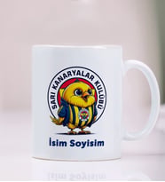 BBaskı  Kişiye Özel İsim Yazılı Sarı Lacivert Taraftar Kupa Bardak  Kanarya Temalı Çubuklu Tasarım  A Kalite Premium Porselen (%80/%20)  Kalıcı Baskı (Net Detay/Canlı Renk)  Günlük Kullanım  Güçlü Korumalı Paketleme
