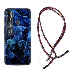 Tecno Spark 6 6 Go 8C 8 Pro 7 7 Pro Kılıf Boyun Asklı Rasta Silikon Blue Foid 1628