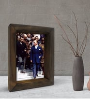 BK Gift Atatürk Tasarımlı Dekoratif Doğal Masif Ahşap Çerçeve 15x20cm-28 (Beyaz)