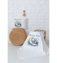 Pia Baby Premium %100 Pamuk Çift Kat Penye Battaniye ve Yastık Kılıfı Yenidoğan Erkek Bebek Hediyesi 5089-10 (Ekru)