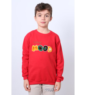 ERKEK ÇOCUK ŞARDONLU SWEAT MOOD NAKIŞ DETAYLI RİBANALI E35 (Kırmızı)