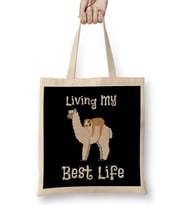 Cute Sloth & Llama Living My Best Life Animal Bez Çanta Uzun Saplı