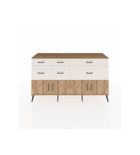 Kronos Konsol Tek Raflı 6 Çekmeceli 4 Kapaklı 176x59x99 Çam-Çam/Aytaşı