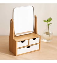Bambu 3 Çekmeceli Makyaj Organizörü - Aynalı & Askılı