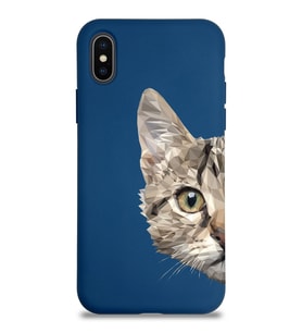 Apple iPhone XS Max Uyumlu Lansman Kılıf Catface Tasarımlı Altı Kapalı İçi Kadife Kaplı  Kapak (Şeffaf)