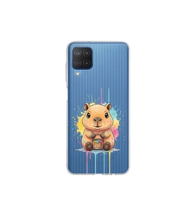 Samsung Galaxy M12 ile Uyumlu Splash Kapibara Tasarımlı Şeffaf Silikon Kılıf