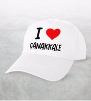 BK Gift I Love Çanakkale Tasarımlı Beyaz Şapka - Model 1