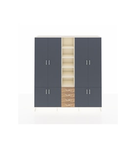 Hyperion Dolap 17 Raflı 4 Çekmeceli 8 Kapaklı 220x44x243 Aytaşı-Antrasit/Çam