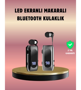 Dijital Göstergeli Bluetooth Kulaklık – Klipsli ve Şık Tasarım