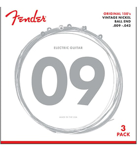Fender 0730150309 Original 150 Pure Nickel Elektro Gitar Teli 3'lü Paket (09-42) Saf Nikel Sarım Yumuşak Çalım Hissi ve Klasik Vintage Ton (3 Takım)