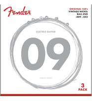 Fender 0730150309 Original 150 Pure Nickel Elektro Gitar Teli 3'lü Paket (09-42) Saf Nikel Sarım Yumuşak Çalım Hissi ve Klasik Vintage Ton (3 Takım)