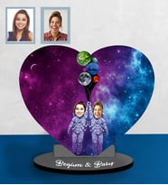 Kişiye Özel Uzay Arkadaş Karikatürlü Ahşap Biblo Model  -1-Eco