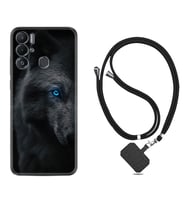 Tecno Pova Neo Kılıf Resimli Boyun Askılı İpli Desenli Silikon Series Dark Wolfs 1834