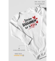 Babaanne Uzun Kollu Çıtçıtlı Bebek Body %100 Pamuk
