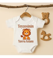 Pia Baby B42 %100 Pamuk Teyzesinin Yavru Aslanı Yazılı Tasarlanabilir Bebek Body (Ekru)