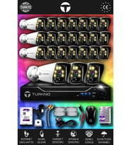 TURKNO 24 Kameralı Karie 24 Dış Kamera Set 100 GB HDD Full HD Renkli Gece Görüşlü Güvenlik Kamerası Sistemi