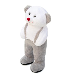 Oyuncak Sevimli Tulumlu Panda Peluş – 80 cm Dolgulu Sarılmalık Ayıcık (Gri)
