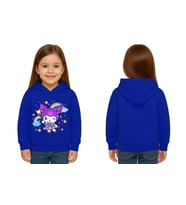 Unisex Baskılı Çocuk Swaetshirt Kapüşonlu 3 İplik Şardonlu Kuromi baskılı (SAKS MAVI)