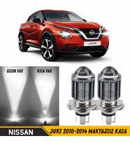 Nissan Juke 2010-2014 Makyajsız Kasa Mercekli Far Ampulü Led Xenon Beyaz Şimşek Etkili Led Uzun Kısa