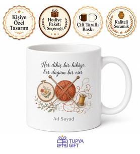 El Sanatları Sevenlere Özel Kupa Bardak Hediye Baskılı Porselen Mug
